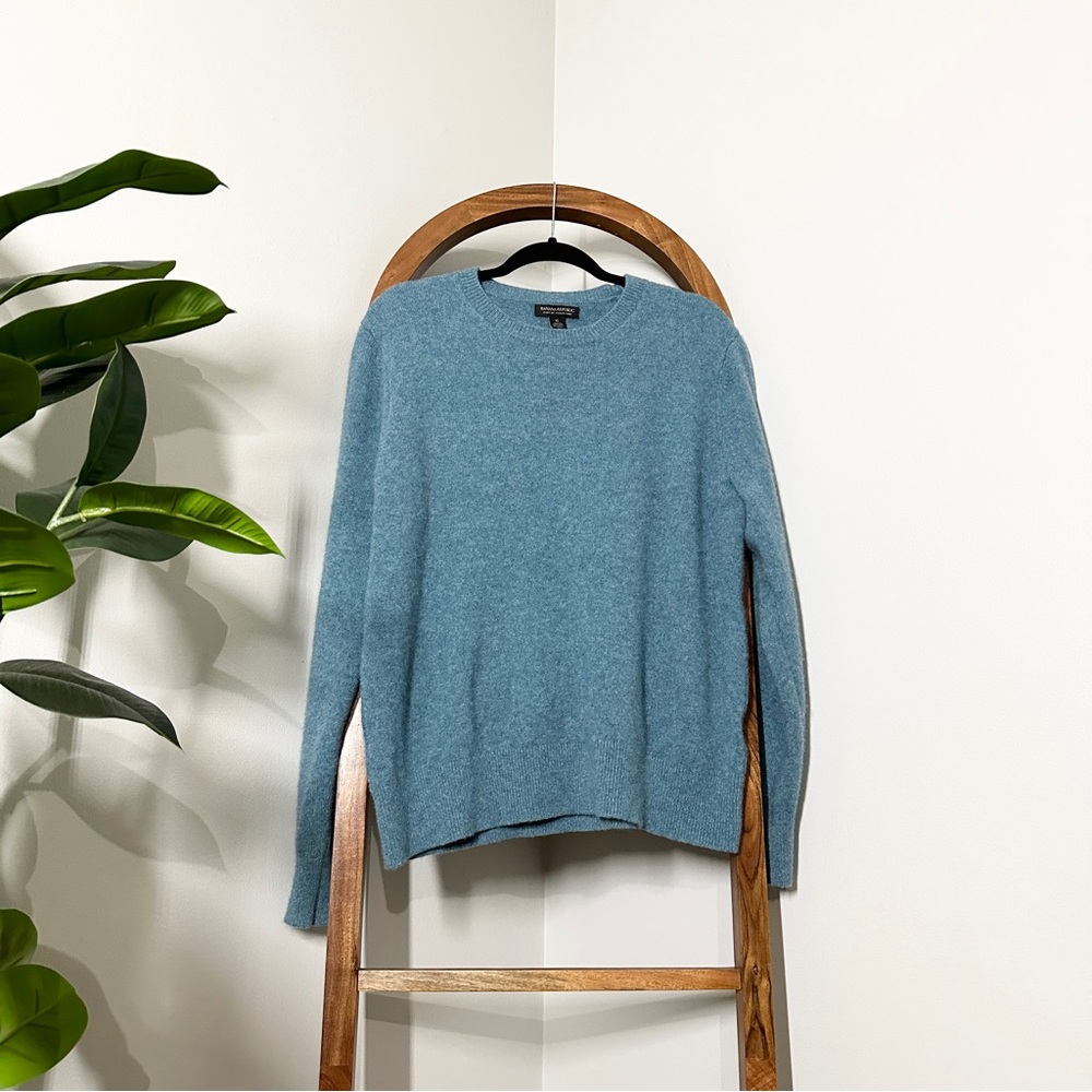 Banana Republic Men's XL Teal 100% Extra Fine Merino Wool Knit Crewneck Sweater